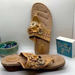 Clarks Artisan Tan Floral Sandals